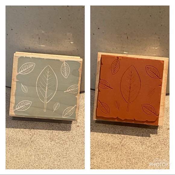 Set of 4 Wood Block Rubber Stamps Leaves Hero Arts - Picture 4 of 8